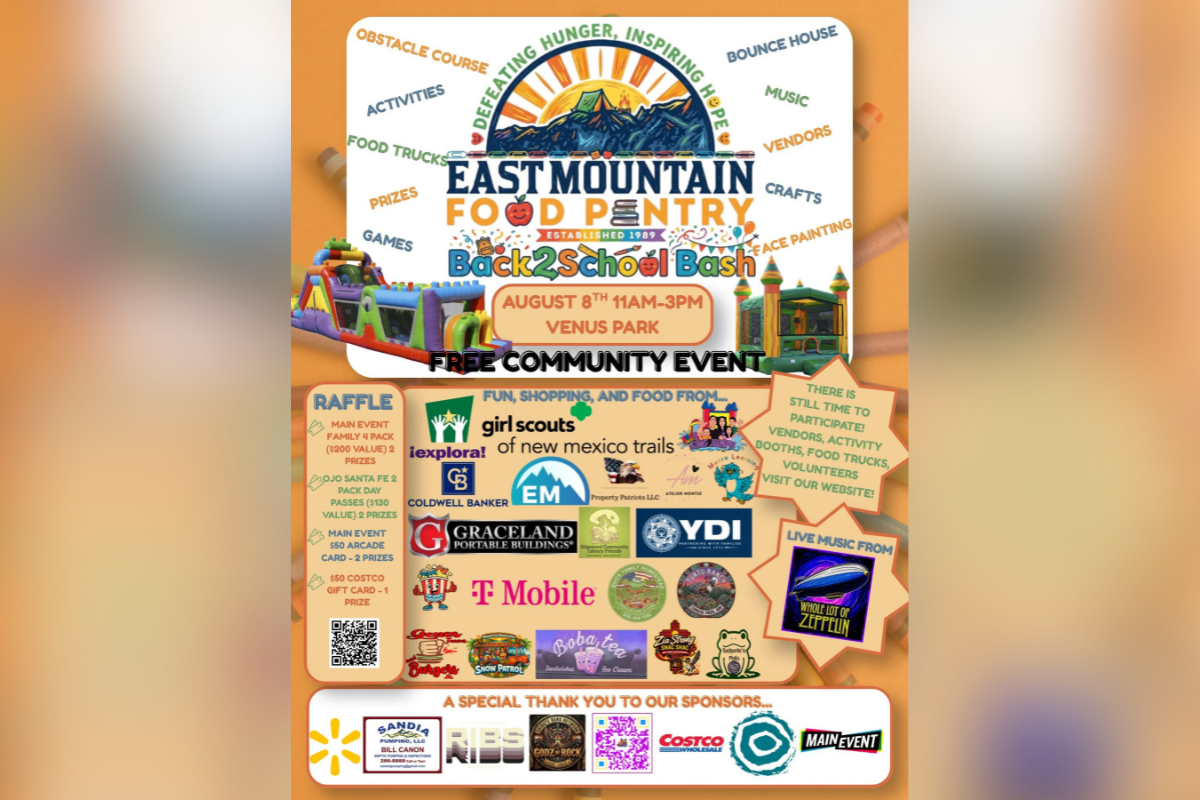 East Mountain Food Pantry’s Back2School Bash returns with bounce houses, raffle prizes and free school supplies push